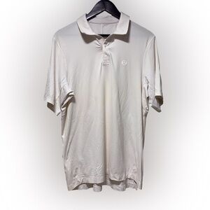 Lululemon Snap-Front Performance Short-Sleeve Polo Badge Logo Mens L White